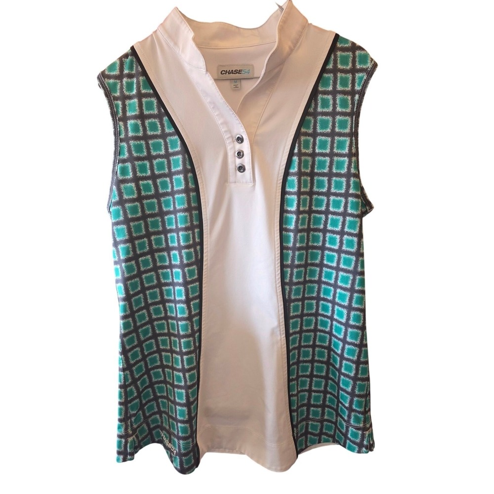 Chase54 Abstract Golf Polo M Womens Sleeveless Pullover Tennis Sports Athletic
